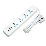 ⁦وصلة كهرباء 4 مخارج مع 3 USB بطول 3 متر – حماية من الحمل الزائد⁩ - الصورة ⁦2⁩