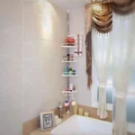 ⁦رف زاوية حمام تلسكوبي 4 طبقات – منظم قابل للتعديل بدون حفر⁩ - الصورة ⁦3⁩
