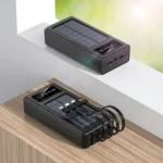 ⁦باور بنك يشحن بالطاقة الشمسية 30000mAh مع 4 كابلات مدمجة وشاشة رقمية – Airmez PL09⁩ - الصورة ⁦8⁩
