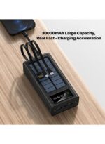 ⁦باور بنك يشحن بالطاقة الشمسية 30000mAh مع 4 كابلات مدمجة وشاشة رقمية – Airmez PL09⁩ - الصورة ⁦2⁩