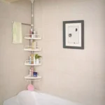 ⁦رف زاوية حمام تلسكوبي 4 طبقات – منظم قابل للتعديل بدون حفر⁩ - الصورة ⁦5⁩