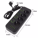 ⁦مشترك كهربائي 4 مخارج مع 3 USB ومنفذ PD شحن سريع 2500W كابل 2 متر - الموديل SC-03⁩ - الصورة ⁦4⁩