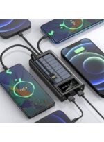 ⁦باور بنك يشحن بالطاقة الشمسية 30000mAh مع 4 كابلات مدمجة وشاشة رقمية – Airmez PL09⁩ - الصورة ⁦6⁩