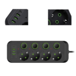 مشترك كهربائي 4 مخارج مع 3 USB ومنفذ PD شحن سريع 2500W كابل 2 متر - الموديل SC-03