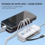 ⁦شاحن سريع 66 واط متعدد المنافذ – USB مع كابل Type-C مدمج⁩ - الصورة ⁦5⁩