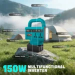 محول طاقة محمول 150 واط مع منفذ AC وUSB-C و3 منافذ USB وإضاءة LED - الصورة 4