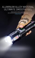 مصباح يدوي LED قابل لإعادة الشحن مع سماعة بلوتوث وشاشة رقمية USB-C - الصورة 8