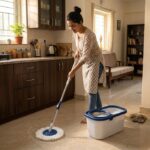 ممسحة أرضيات دوارة 360 درجة مع دلو مستطيل ونظام غسيل وعصر منفصل - الصورة 2