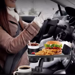 حامل أكواب وصينية طعام للسيارة 360 درجة مع حامل هاتف ومنظم متعدد الاستخدامات - الصورة 2